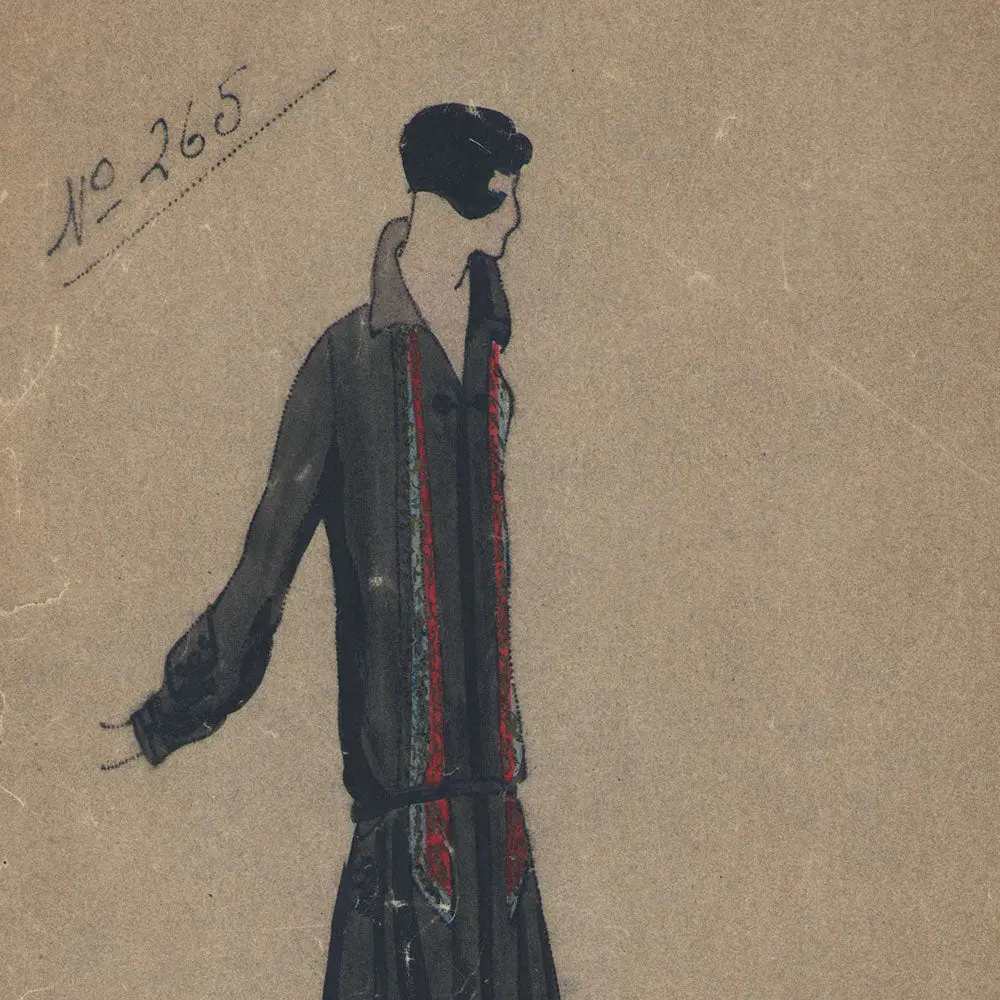 Dessin D'une Robe D'une Maison De Couture Parisienne (Circa 1925-1930) 2