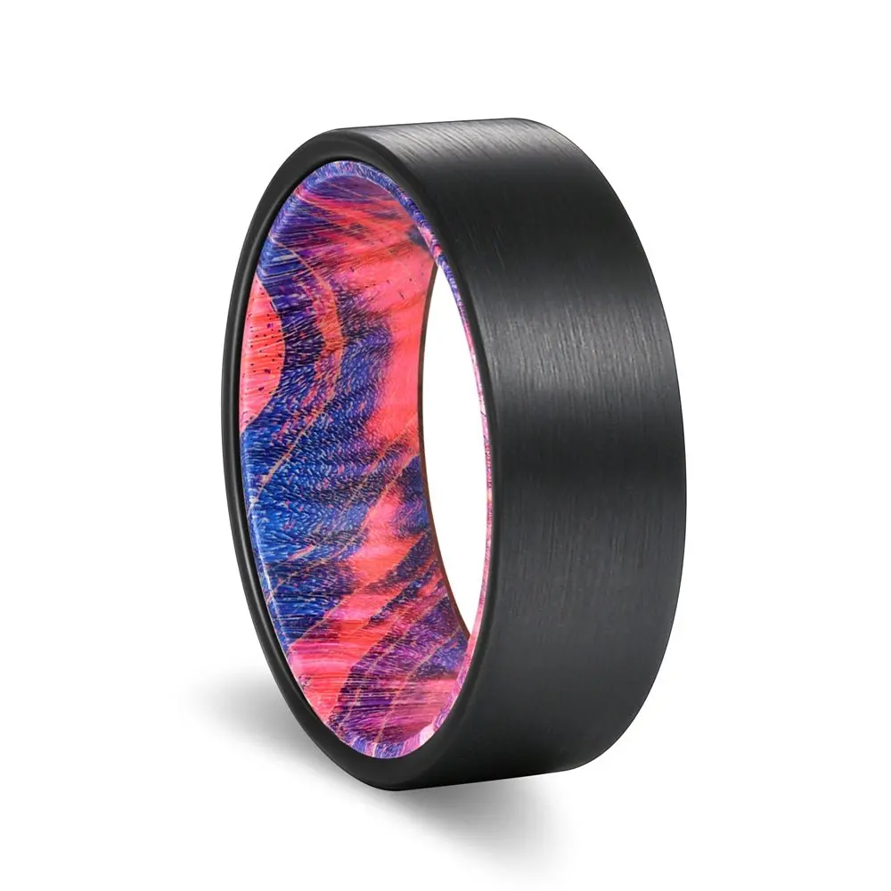 Destroyer | Blue And Red Wood, Black Flat Brushed Tungsten 1