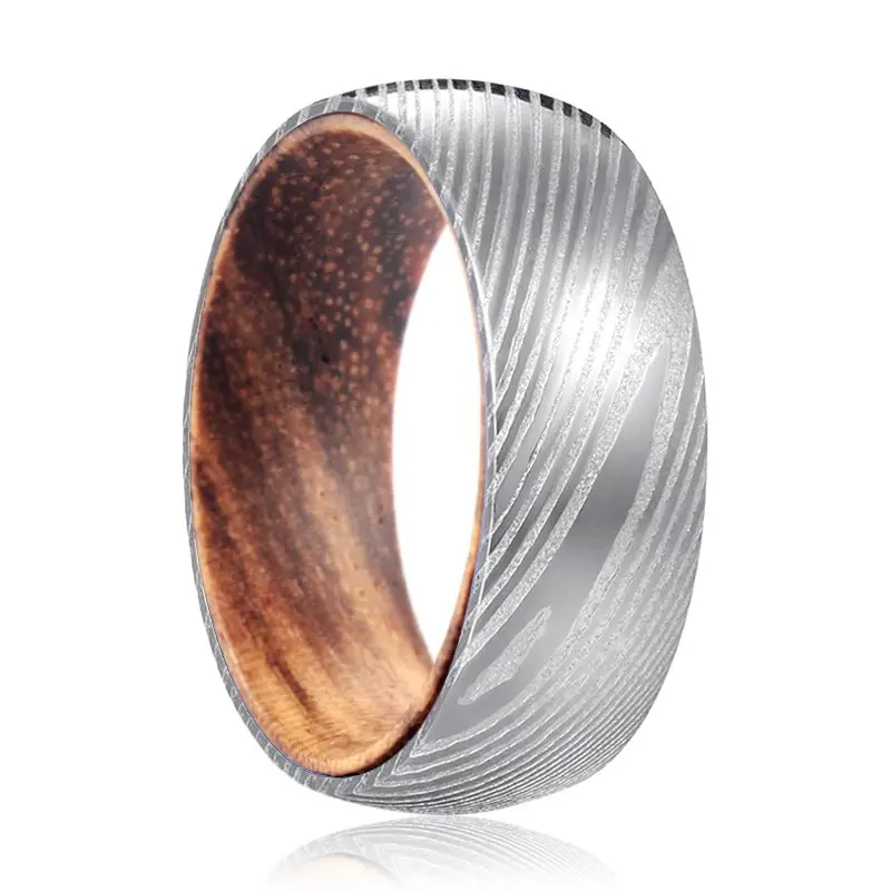 Devatt | Zebra Wood, Silver Damascus Steel, Domed 1