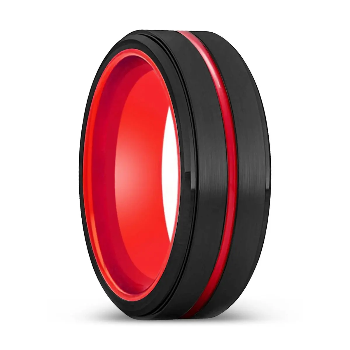 Devilblood | Red Ring, Black Tungsten Ring, Red Groove, Stepped Edge 1