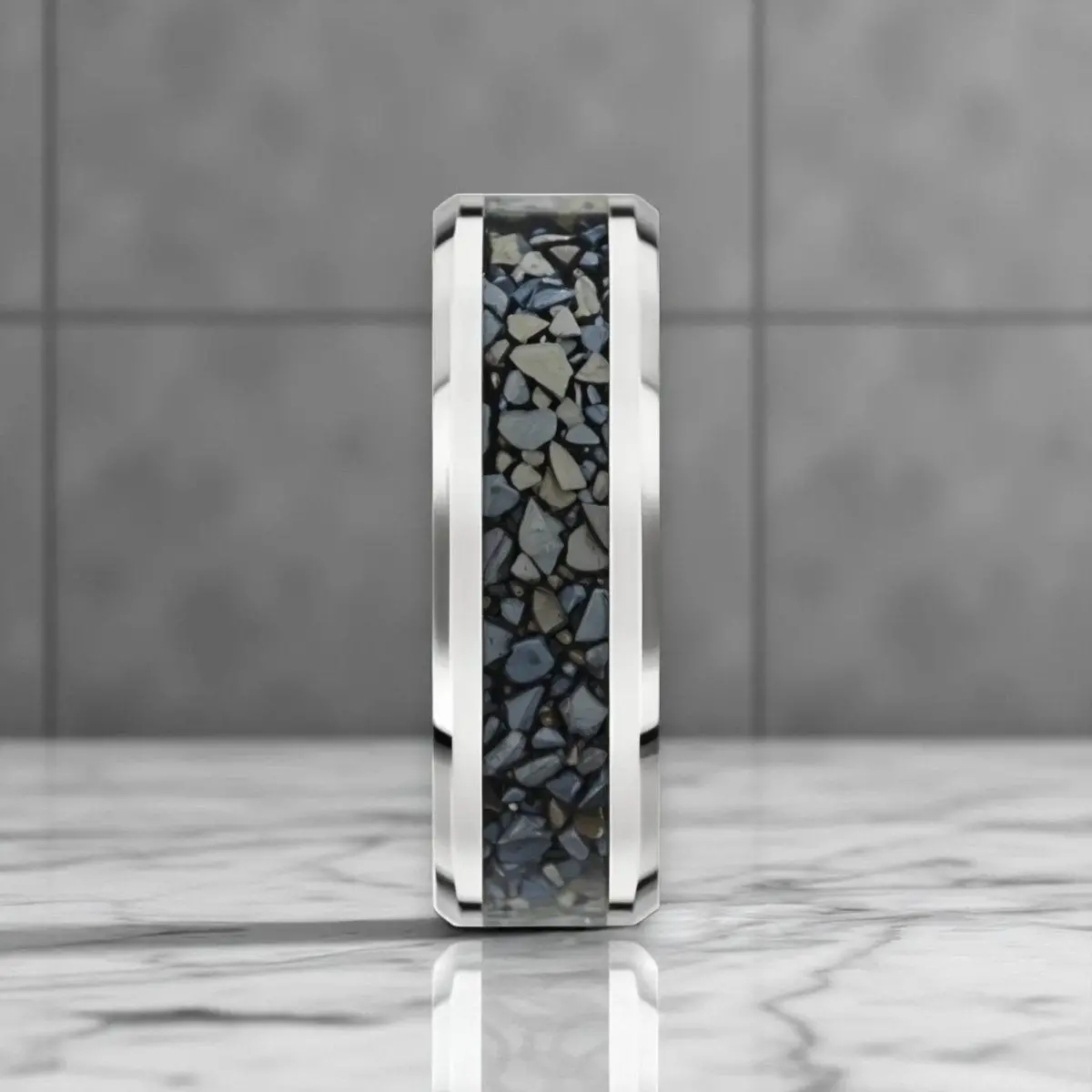 Devonian | Blue Dinosaur Bone Tungsten Wedding Band 3