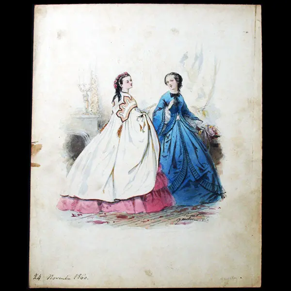 Dessin D'hippolyte Pauquet Pour Le Petit Courrier Des Dames (1860) 1