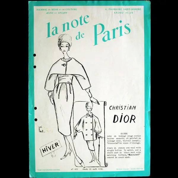 La Note De Paris - Christian Dior - Hiver 1955 Et 1958 1