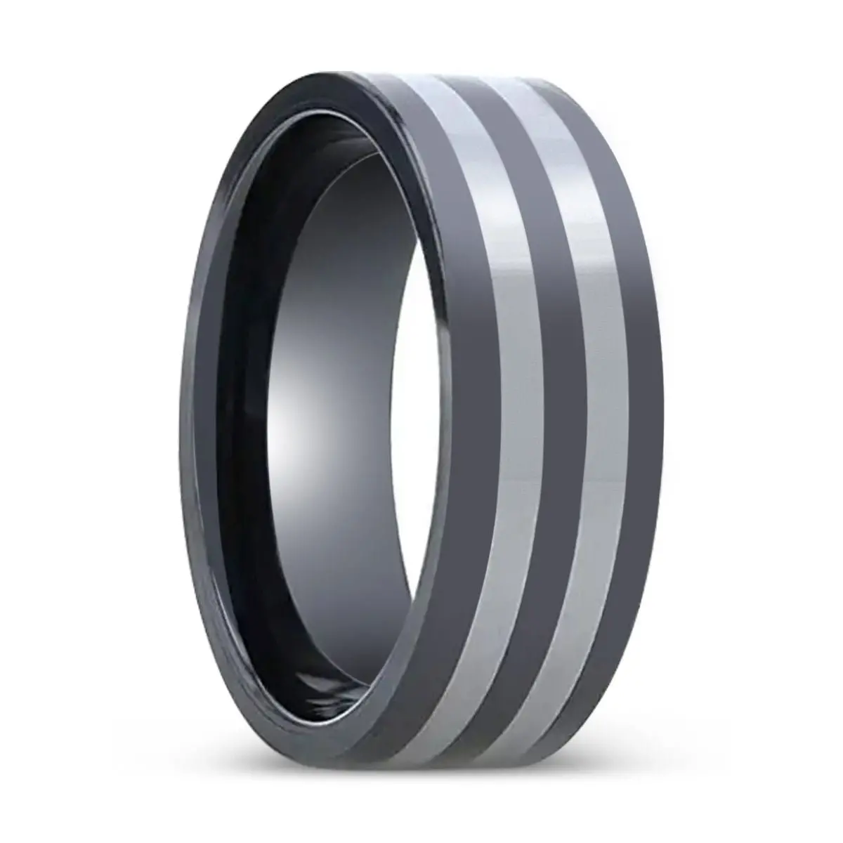 Diplo | Ceramic Ring, Tungsten Inlay, Flat Polished Edges 1