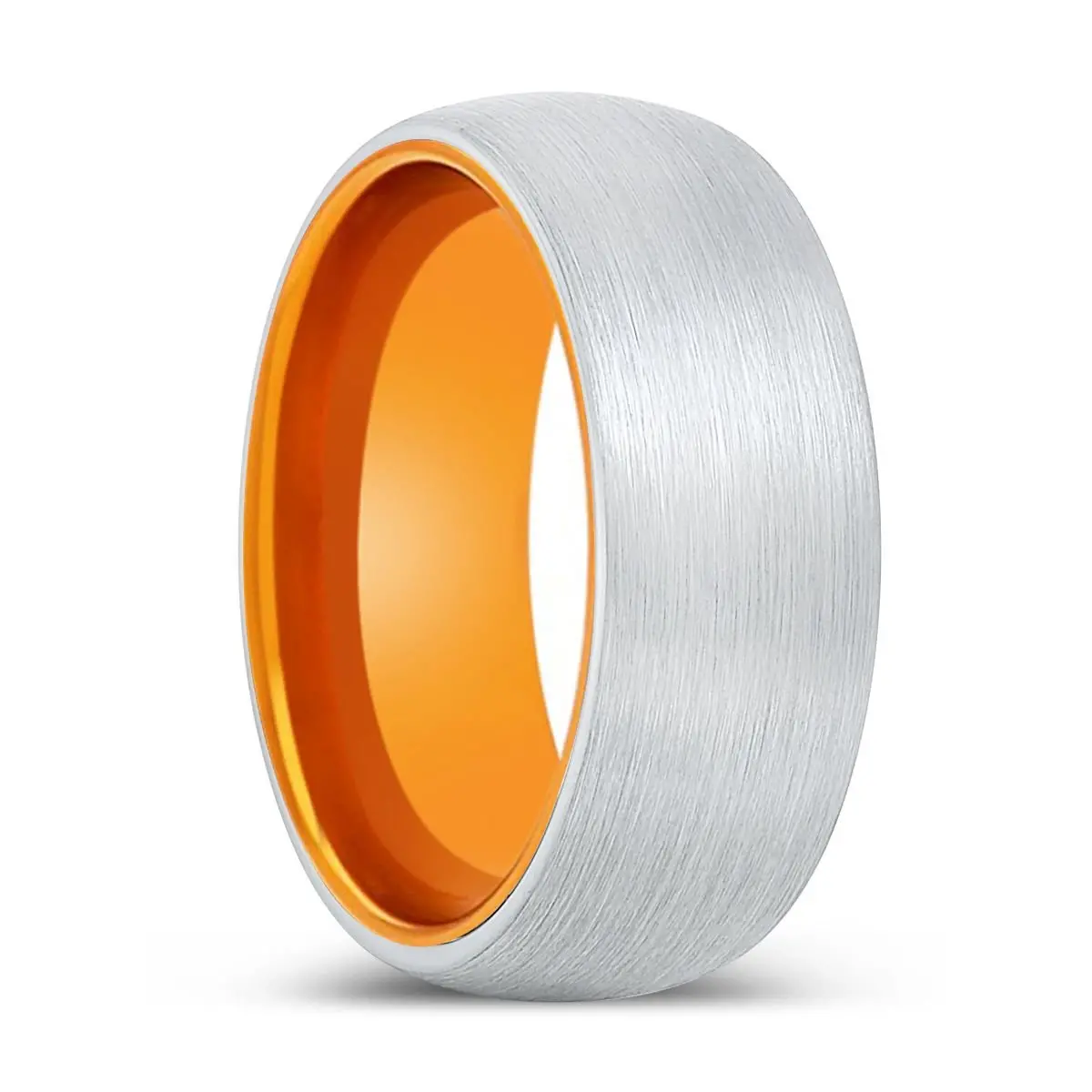 Director | Orange Ring, White Tungsten Ring, Brushed, Domed 1