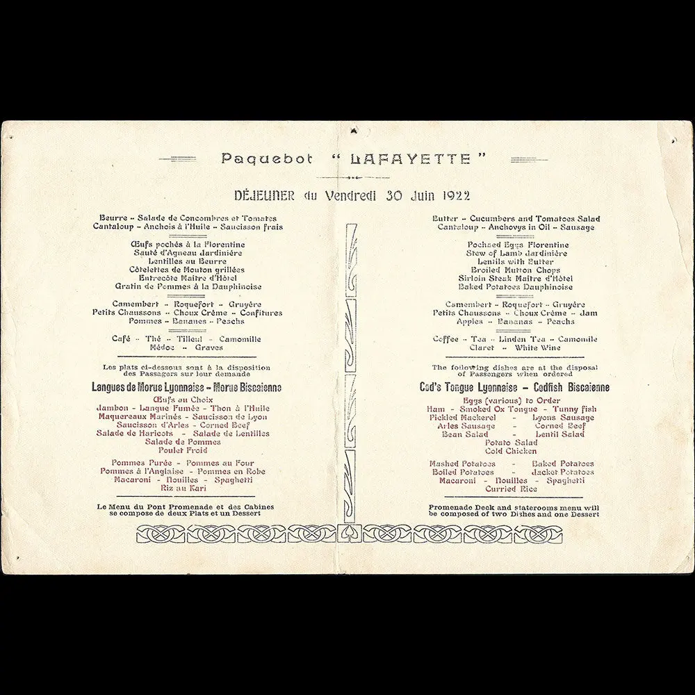 Jean Gabriel Domergue - French Line, Menu Illustré (1922) 2