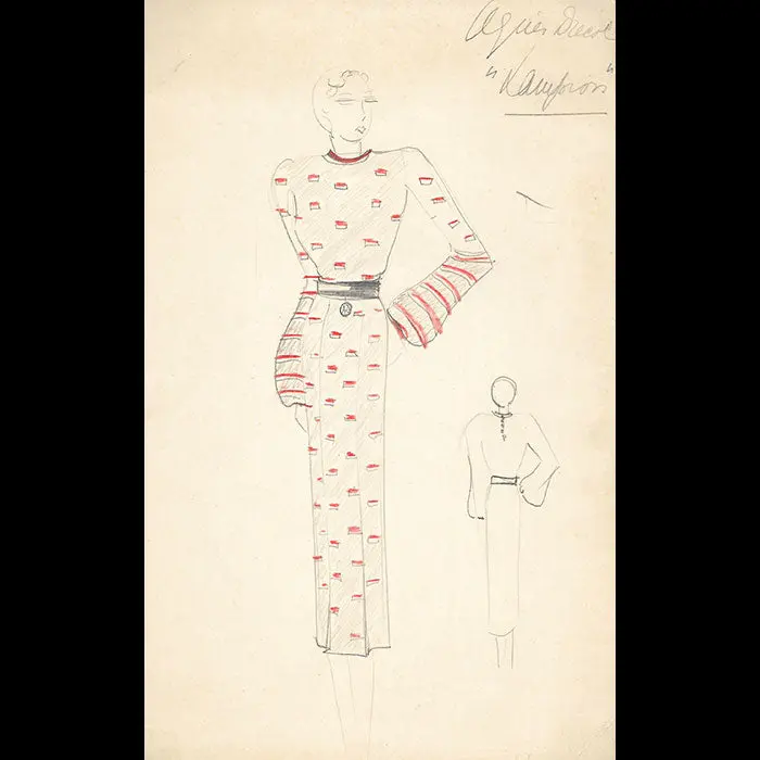 Agnès Drecoll - Lampion, Dessin D'une Robe (1930S) 1