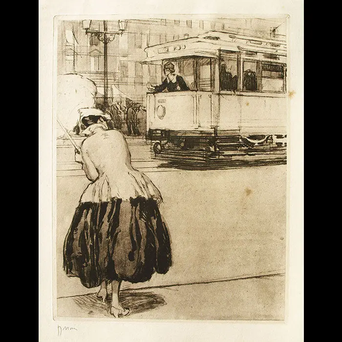 Drian - Les Femmes Et La Guerre, L'élégante Et Le Tramway (Circa 1918) 1