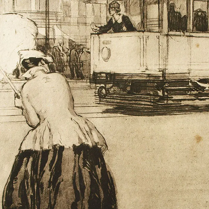 Drian - Les Femmes Et La Guerre, L'élégante Et Le Tramway (Circa 1918) 2