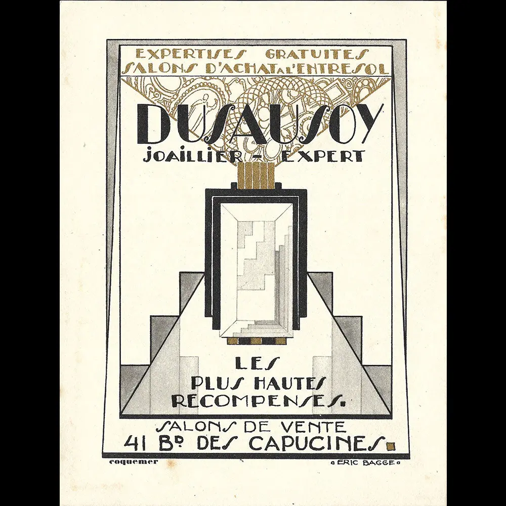 Dusausoy - Carte De La Maison De Joaillerie, 41 Boulevard Des Capucines À Paris (Circa 1925) 1