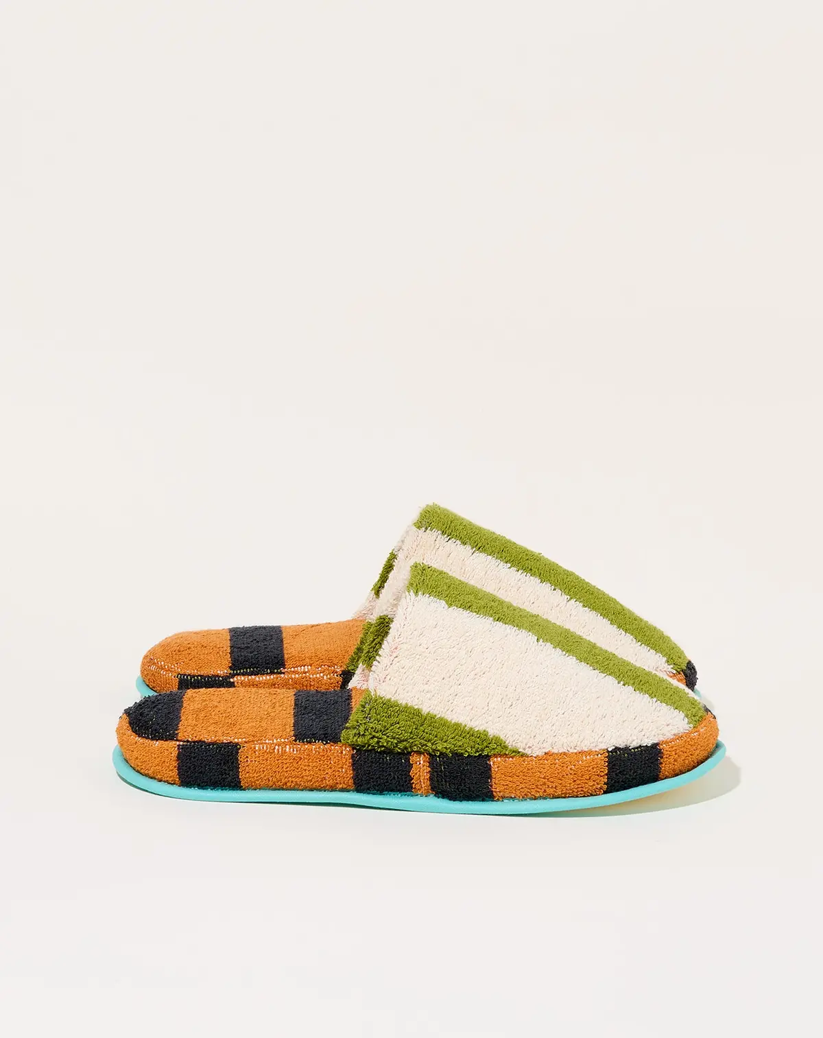 Terry Slippers In Juniper Stripe 1