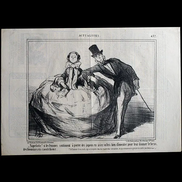 Daumier - Actualités, Planche N°437, Caricature De La Mode Des Crinolines (1857) 1