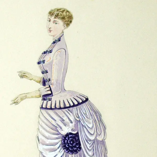 Ernest Leduc - Dessin D'une Robe Pour Une Maison De Couture (Circa 1860-1870) 2