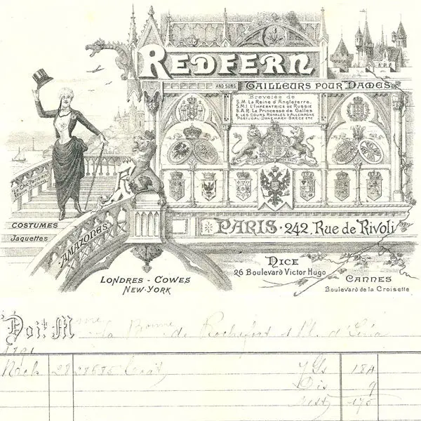 Facture De Redfern And Sons, Tailleur Pour Dames, 242, Rue De Rivoli À Paris (1891) 2