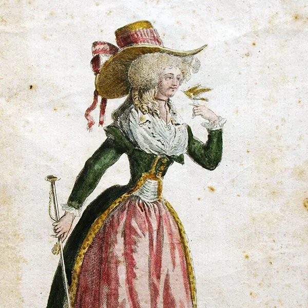 Gallerie Des Modes Et Costumes Français, 1778-1787, Gravure N° Uuu 393, Jeune Dame En Redingote D'hiver Et En Chapeau À La Genlis (1787) 2