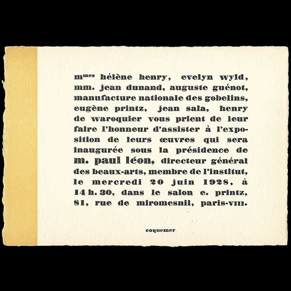 Printz - Carte D'invitation À L'exposition D'artistes Au 81 Rue De Miromesnil À Paris (1928) 1