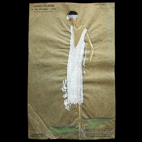 Dessin De La Maison Lucien Lelong, Modèle Solitaire (Circa 1925) 1