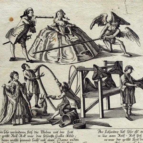 Galla Kleid, Caricature Allemande Des Robes Amples Du Dix-Huitième Par Johann Martin Will (Circa 1780) 2