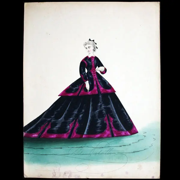 Dessin De Charles Pilatte Pour Les Maisons Worth Ou Ghys (Circa 1860-1870) 1