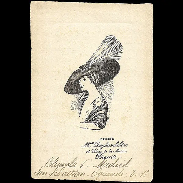 Doyhambehere - Carte De La Maison De Chapeaux, 14 Place De La Mairie À Biarritz (Circa 1910) 1