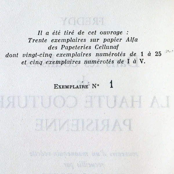 Freddy, Dans Les Coulisses De La Haute Couture Parisienne, Exemplaire N°1 (1956) 2