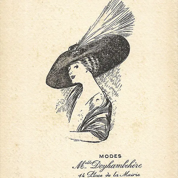 Doyhambehere - Carte De La Maison De Chapeaux, 14 Place De La Mairie À Biarritz (Circa 1910) 2