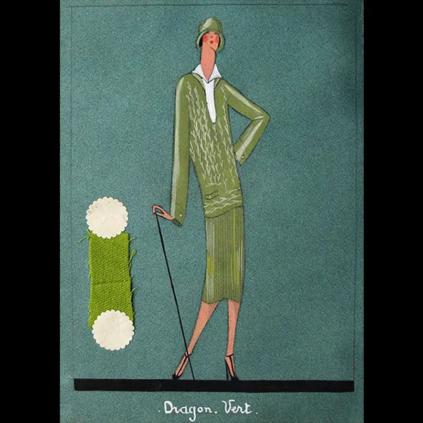 Jeanne Lanvin - Dessin De L'ensemble Dragon Vert (1925) 1