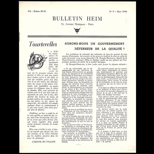 Heim - Bulletin Heim, N°9 (1948, Mars) 1