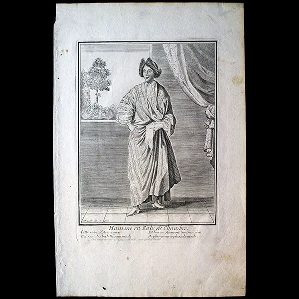 Homme En Robe De Chambre, Gravure De Nicolas Bonnart (Circa 1680) 1