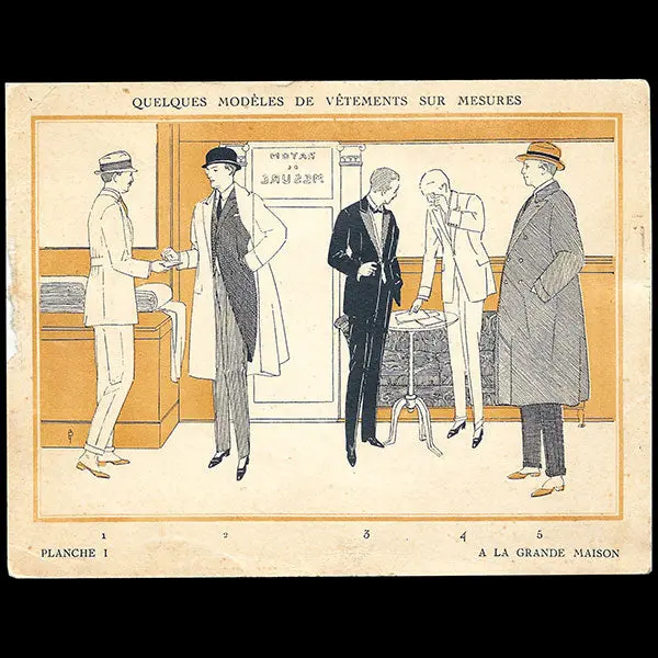 A La Grande Maison, Ensemble De 4 Cartes De Mode Masculine (Circa 1910) 1