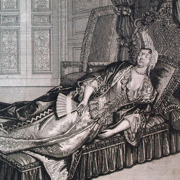 Trouvain - Dame De Qualité En Déshabillé Reposant Sur Un Lit À La Duchesse (Circa 1690) 2