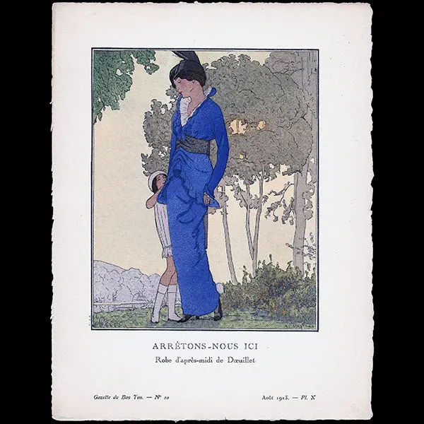 Gazette Du Bon Ton - Arrêtons-Nous Ici, Robe D'après-Midi De Doeuillet, Planche De Marty (N°8, 1913) 1