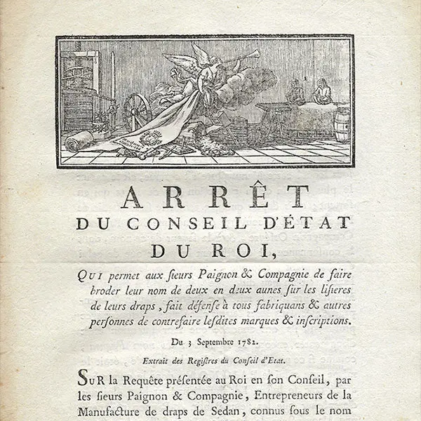 Arrêt Du Conseil D'etat Sur La Broderie Du Nom Des Fabricants D'étoffes Paignon & Compagnie Sur Leurs Étoffes (1782) 2