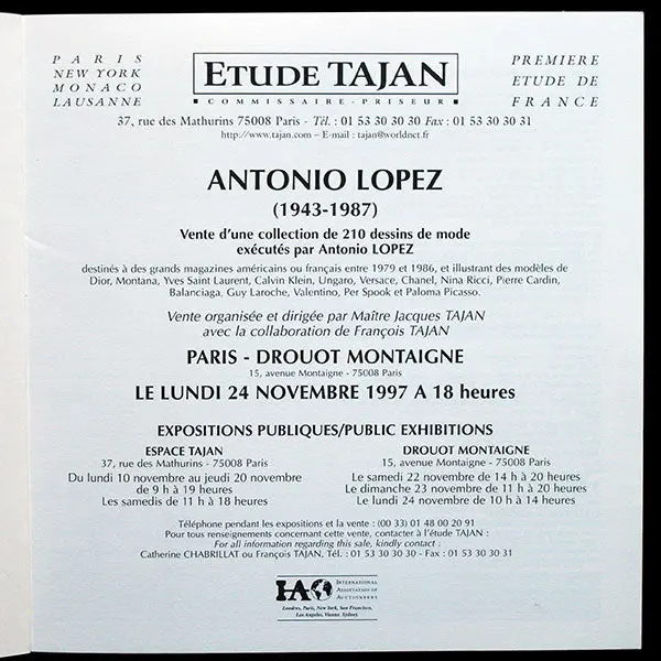 Antonio Lopez, 210 Dessins De Mode - Catalogue De La Vente Du 24 Novembre 1997 2