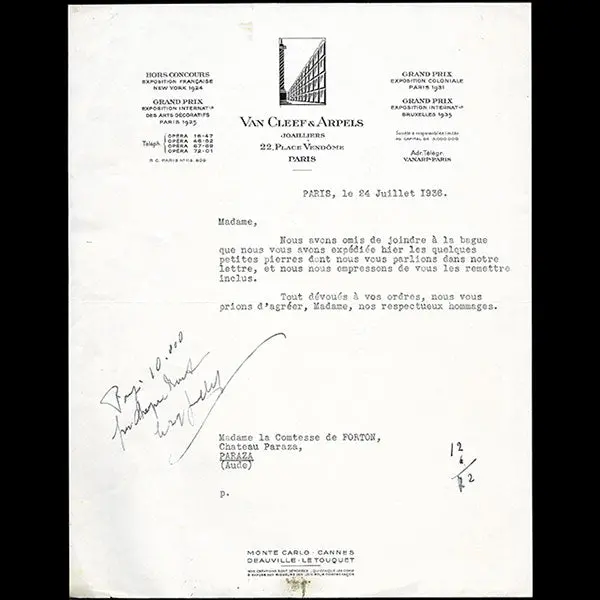 Van Cleef & Arpels - Correspondance Des Joailliers, 22 Place Vendôme À Paris (1936) 1