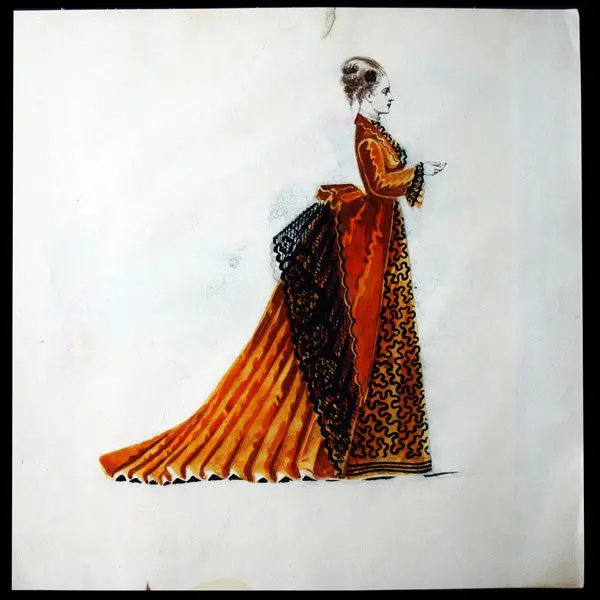 Projets De Robes, Ensemble De 3 Dessins À L'aquarelle D'un Dessinateur En Costumes Et Robes (Circa 1870) 2