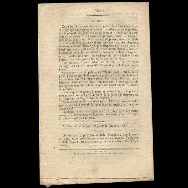Le Journal Des Dames Et Des Modes, Costumes Parisiens, N°64, 20 Novembre 1819 2
