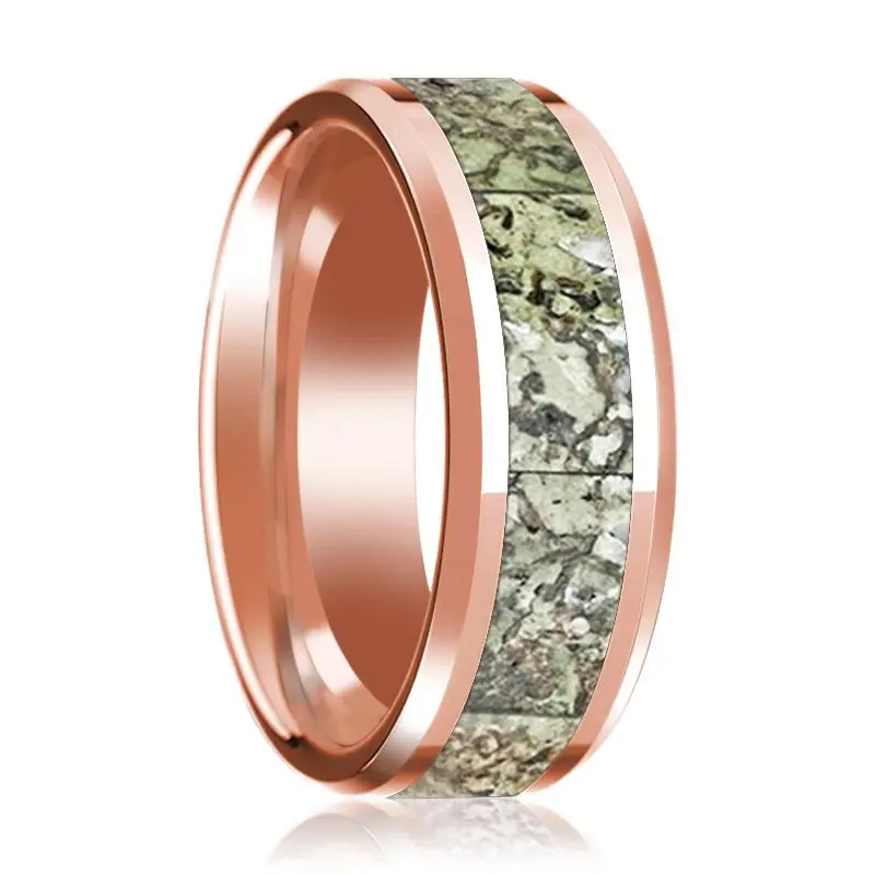 Echo | 14K Rose Gold Green Dinosaur Bone Inlay 1