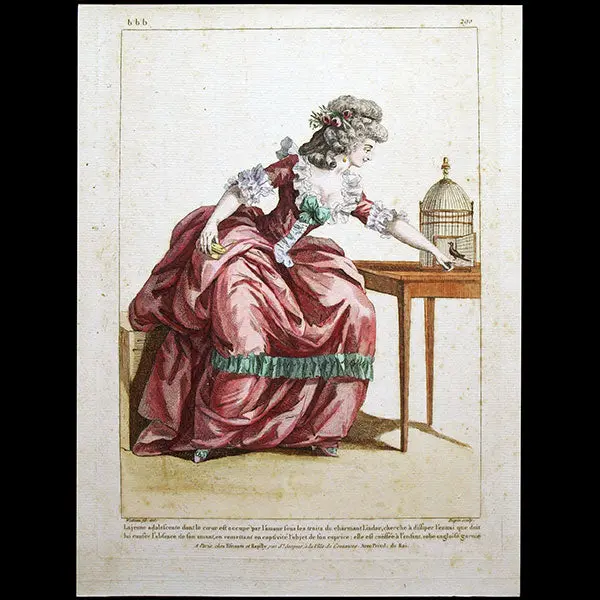 Gallerie Des Modes Et Costumes Français, 1778-1787, Gravure N° Bbb 290, Jeune Adolescente En Robe Anglaise Par Watteau (1785) 1