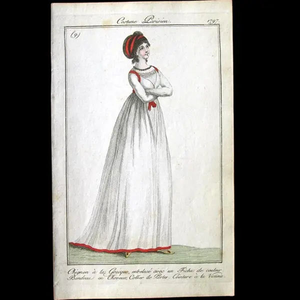 Costume Parisien, Journal Des Dames Et Des Modes, 1797 Gravure N°9 1