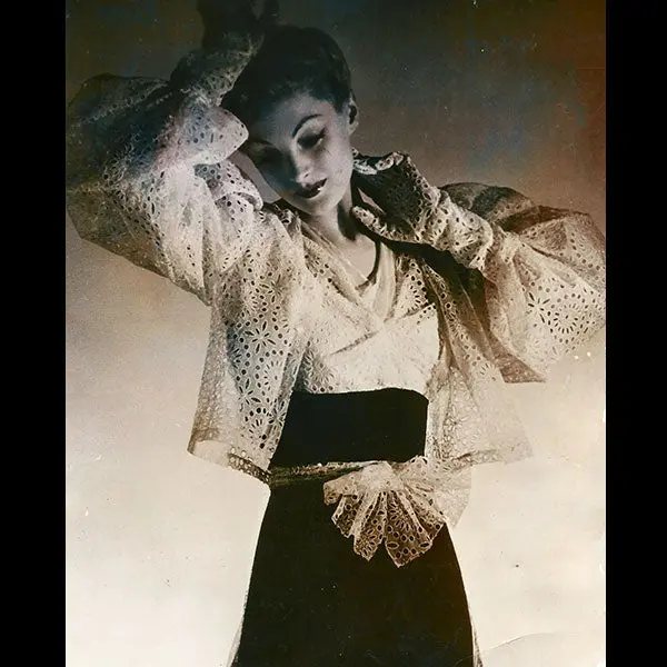 Mainbocher - Robe Du Soir En Tulle Noir Et Broderie Anglaise Blanche, Photographie D'eugène Rubin (1939) 1