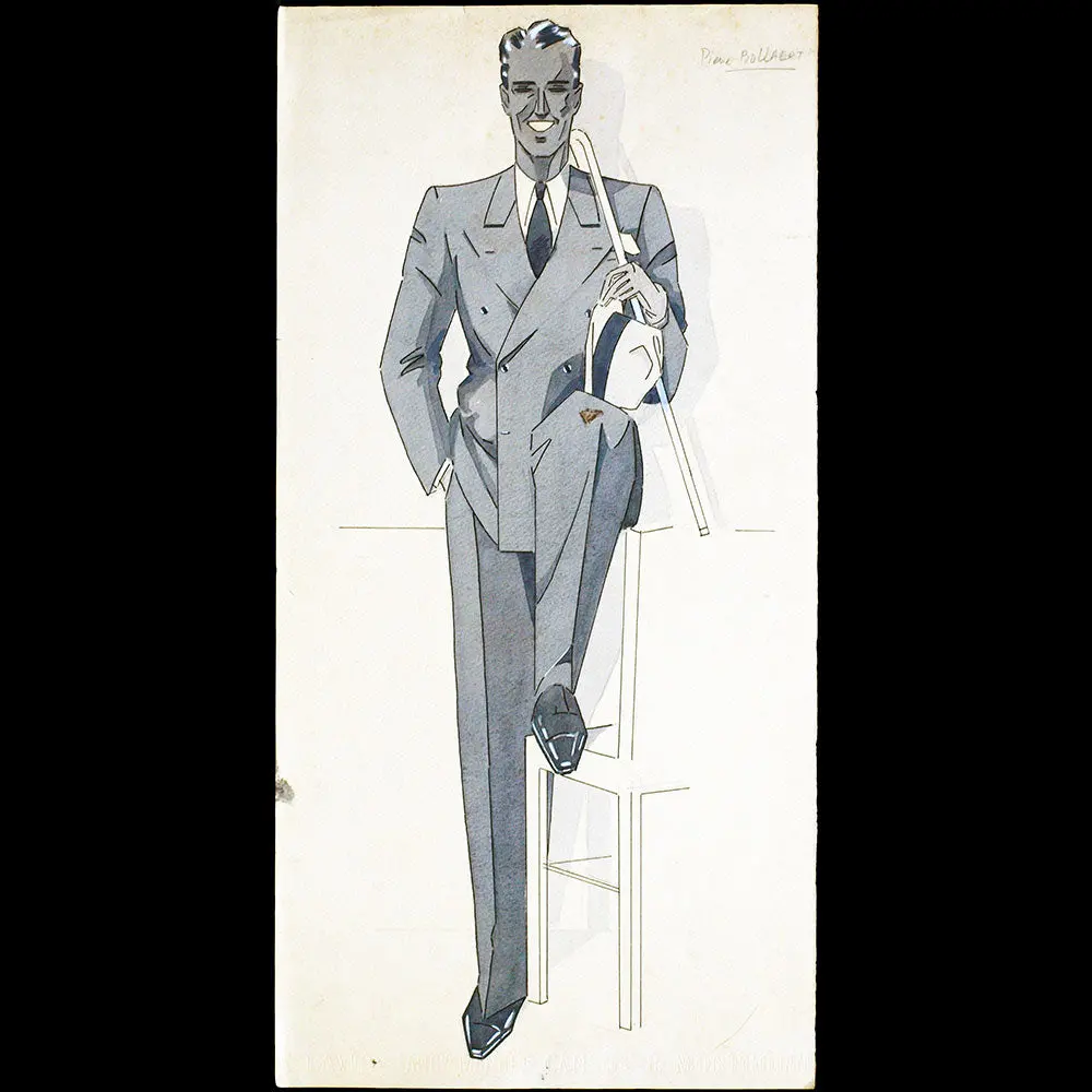Elégant À La Canne - Dessin De Guy Sabran (Circa 1935) 2