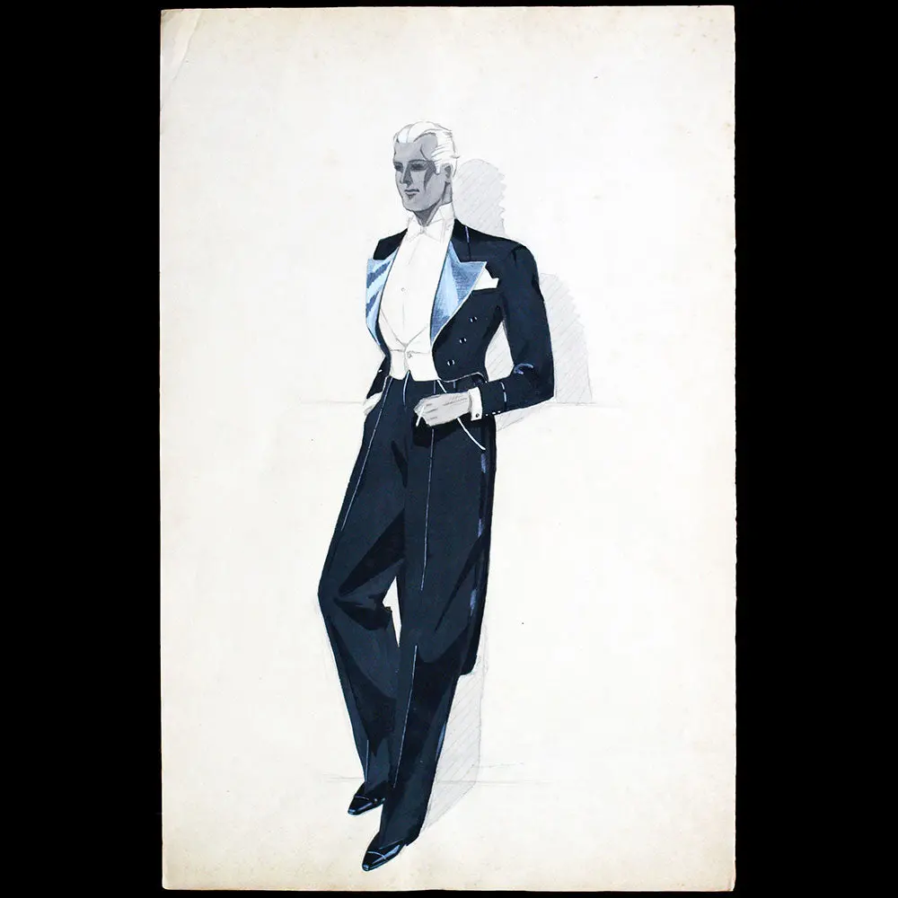 Elégant En Habit- Dessin De Guy Sabran (Circa 1935) 2