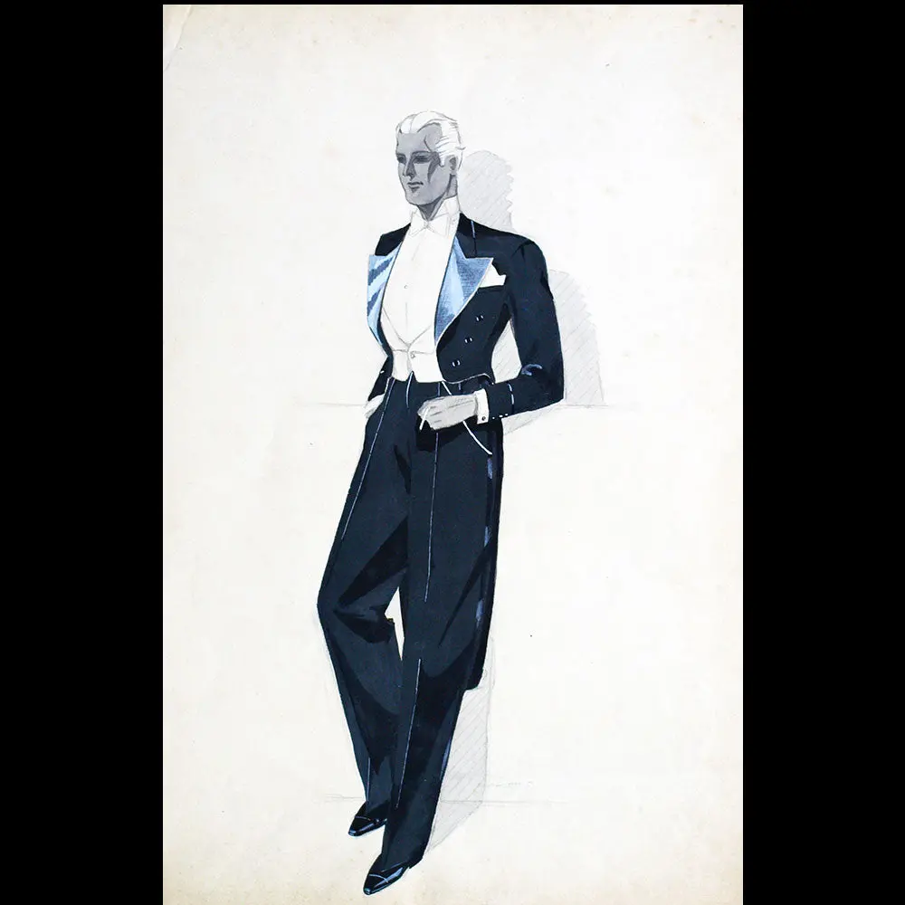 Elégant En Habit- Dessin De Guy Sabran (Circa 1935) 1