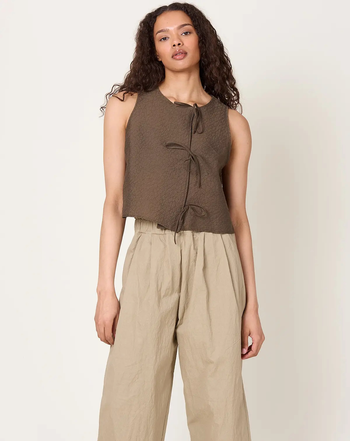 Anouk Bow Top In Brown 1