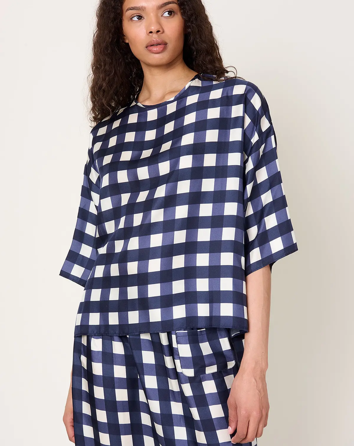 Simple Tee In Navy Check 1