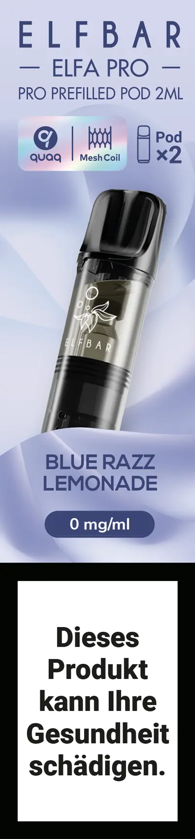Elfbar Elfa Pro Blue Razz Lemonade 2Ml Pods 0Mg 1