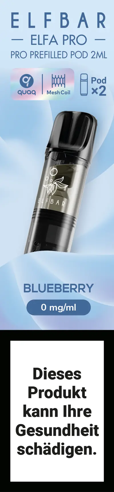 Elfbar Elfa Pro Blueberry 2Ml Pods 0Mg 1