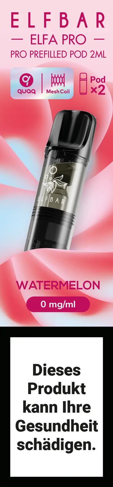Elfbar Elfa Pro Watermelon 2Ml Pods 0Mg 1