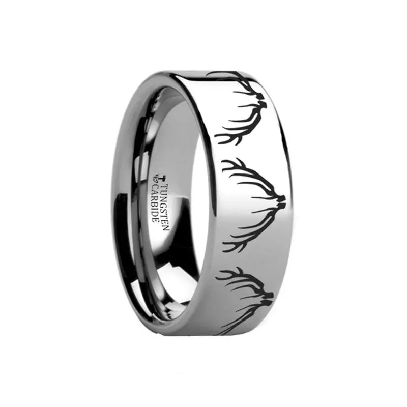 Elk | Tungsten Ring Antler Laser Engraved 1